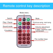 4 inch Round Shape Stereo Motorcycle / Car / Household Subwoofer, Built-in Bluetooth, Support TF Card & U Disk Reader, with Remote Control(Black)