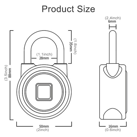 Water-resistant Intelligent Bluetooth Fingerprint Padlock Remote Unlocking for iOS / Android(Silver)