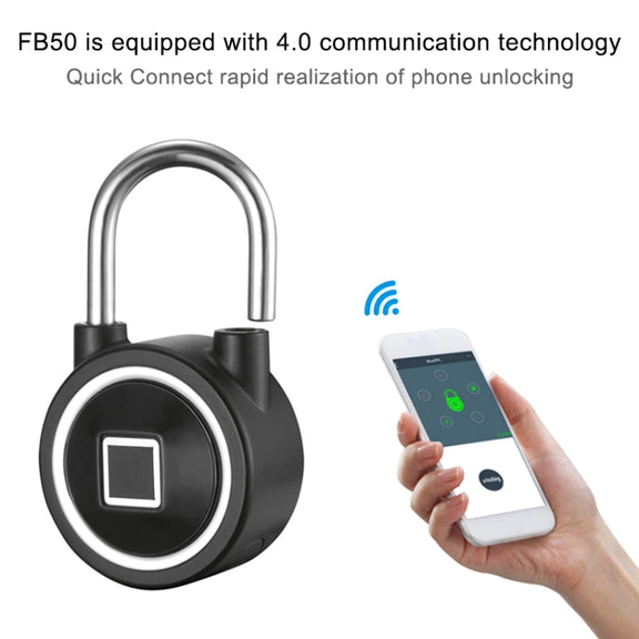 Water-resistant Intelligent Bluetooth Fingerprint Padlock Remote Unlocking for iOS / Android(Silver)