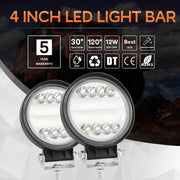 2 PCS 4 inch 15W Spot / Flood Light White Light Round-Shaped Water-resistant Car SUV Work Lights Spotlight LED Bulbs, DC 9-30V