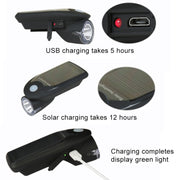 3W 240LM USB Solar Energy Motorcycle / Bicycle Front Light (Black)