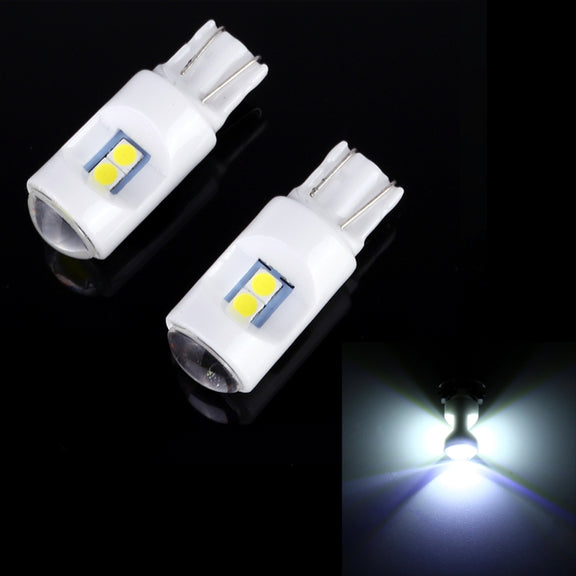 2 PCS T10 / W5W / 194 DC 12V 1.2W 6LEDs SMD-3030 Car Reading Lamp Clearance Light, with Projector Lens Light(White Light)