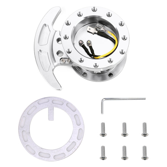 Car Tilt Racing Steering Wheel Quick Release Hub Kit Adapter Body Removable Snap Off Boss Kit(Silver)