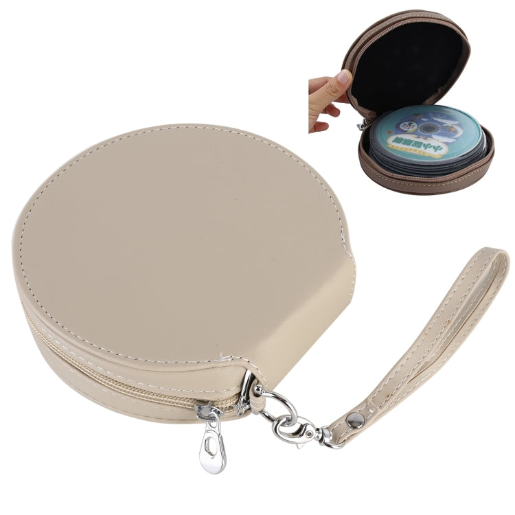 20 CD Disc Storage Case Leather Bag Heavy Duty CD/ DVD Wallet for Car, Home, Office and Travel (Beige)