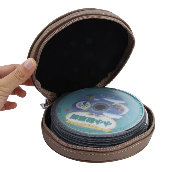 20 CD Disc Storage Case Leather Bag Heavy Duty CD/ DVD Wallet for Car, Home, Office and Travel (Beige)
