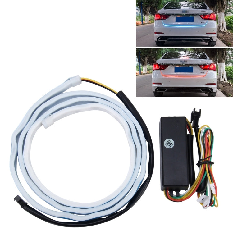 1.2m Car Auto Water-resistant Universal Four Color Rear Flowing Light Tail Box Lights with Tail Light Controller, Ice Blue Light Driving Light, White Light Reversing Light, Red Light Brake Light, Yellow Light Turn Signal Light, LED Lamp Strip Tail Decoration