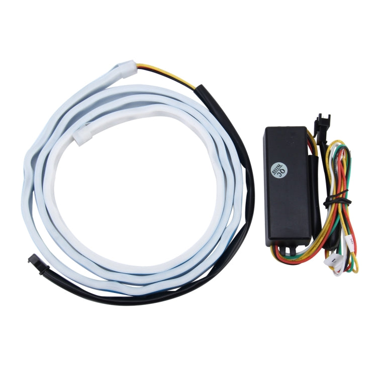 1.2m Car Auto Water-resistant Universal Four Color Rear Flowing Light Tail Box Lights with Tail Light Controller, Ice Blue Light Driving Light, White Light Reversing Light, Red Light Brake Light, Yellow Light Turn Signal Light, LED Lamp Strip Tail Decoration