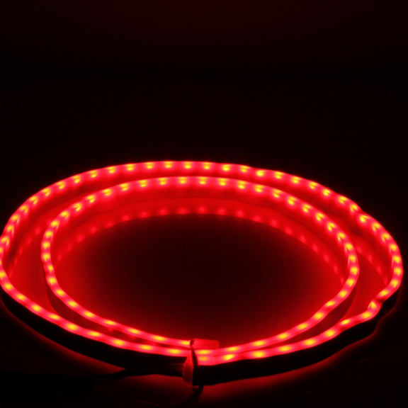 1.2m Car Auto Water-resistant Universal Four Color Rear Flowing Light Tail Box Lights with Tail Light Controller, Ice Blue Light Driving Light, White Light Reversing Light, Red Light Brake Light, Yellow Light Turn Signal Light, LED Lamp Strip Tail Decoration