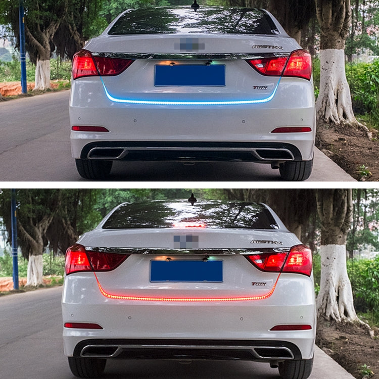 1.2m Car Auto Water-resistant Universal Four Color Rear Flowing Light Tail Box Lights with Tail Light Controller, Ice Blue Light Driving Light, White Light Reversing Light, Red Light Brake Light, Yellow Light Turn Signal Light, LED Lamp Strip Tail Decoration