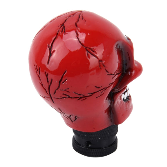 Universal Skull Head Shape ABS Manual or Automatic Gear Shift Knob with Three Rubber Covers Fit for All Car(Red)