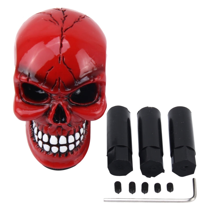 Universal Skull Head Shape ABS Manual or Automatic Gear Shift Knob with Three Rubber Covers Fit for All Car(Red)