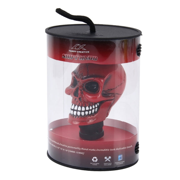 Universal Skull Head Shape ABS Manual or Automatic Gear Shift Knob with Three Rubber Covers Fit for All Car(Red)