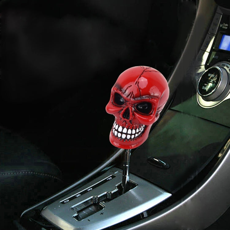 Universal Skull Head Shape ABS Manual or Automatic Gear Shift Knob with Three Rubber Covers Fit for All Car(Red)