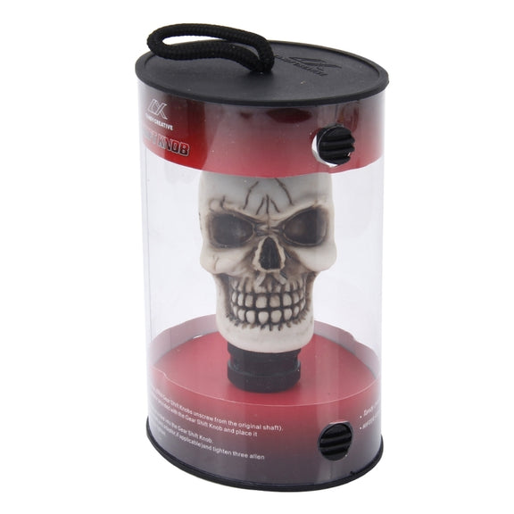 Universal Skull Head Shape ABS Manual or Automatic Gear Shift Knob  with Three Rubber Covers Fit for All Car(White)