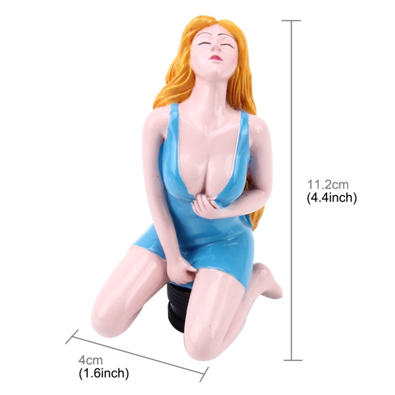 Universal Sexy Beauty Shape ABS Manual or Automatic Gear Shift Knob  with Three Rubber Covers Fit for All Car(Blue)