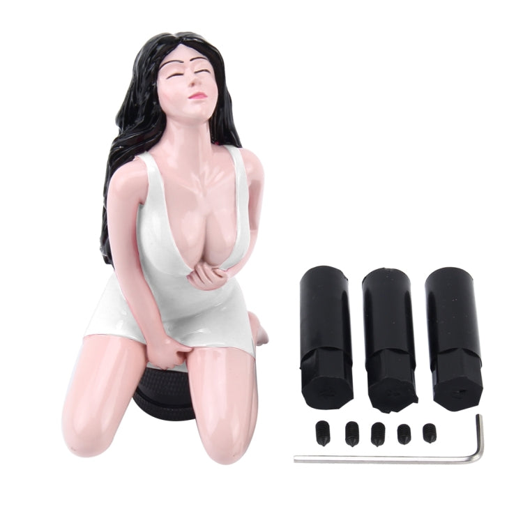 Universal Sexy Beauty Shape ABS Manual or Automatic Gear Shift Knob with Three Rubber Covers Fit for All Car(White)