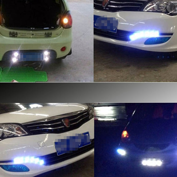 2 PCS 2W Car Auto Eagle Eyes Fog Light Turn Light with 12 SMD-4014 LED Lamps, DC 12V Cable Length: 55cm(White Light)