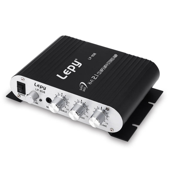 Car 2.1CH HIFI Subwoofer Amplifier Audio, Support MP3(Black)