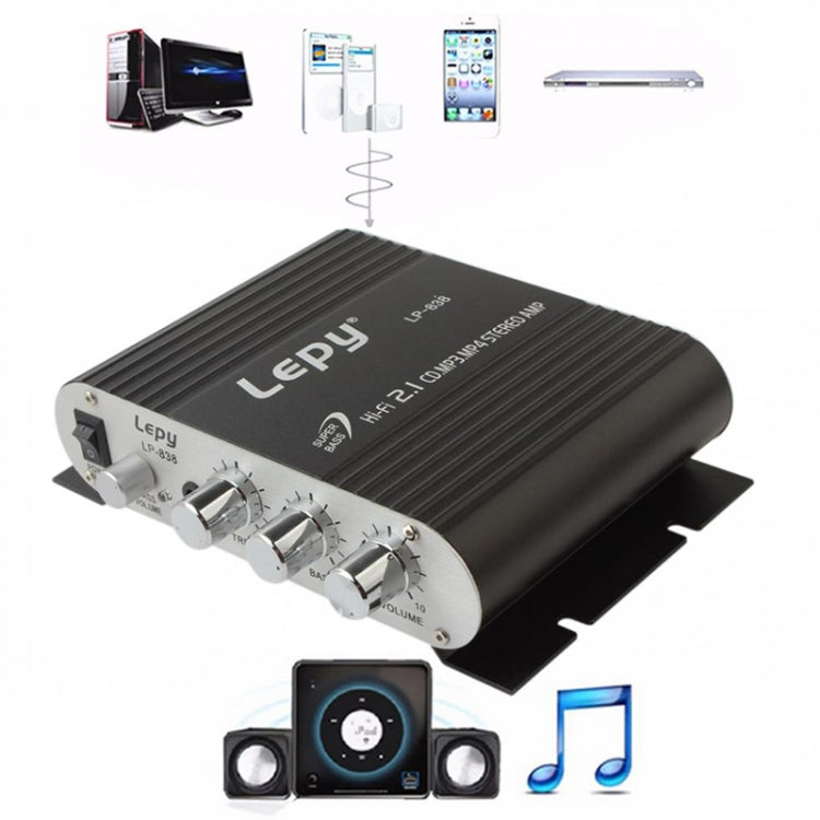 Car 2.1CH HIFI Subwoofer Amplifier Audio, Support MP3(Black)