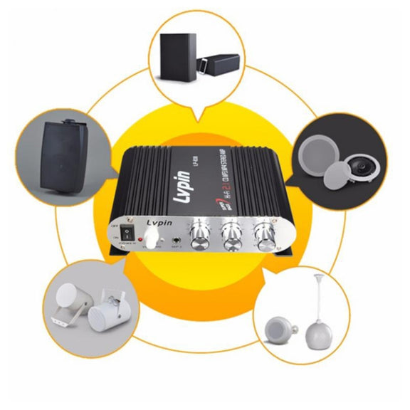 Car 2.1CH HIFI Subwoofer Amplifier Audio, Support MP3(Black)