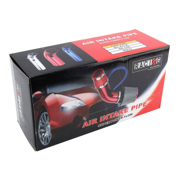 Universal  Air Intake Pipe Super Power Flow Air Intakes Short Cold Racing Aluminium Air Intake Pipe Hose with Cone Filter Kit System (Red)