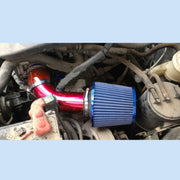 Universal  Air Intake Pipe Super Power Flow Air Intakes Short Cold Racing Aluminium Air Intake Pipe Hose with Cone Filter Kit System (Red)