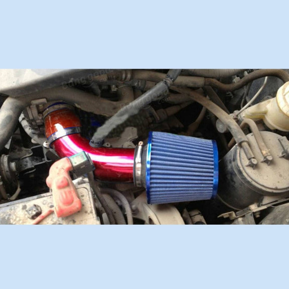 Universal  Air Intake Pipe Super Power Flow Air Intakes Short Cold Racing Aluminium Air Intake Pipe Hose with Cone Filter Kit System (Red)