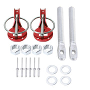 A Pair Universal Automobile Engine Cover Lock Carbon Fiber Hood Lock Car Modification Cover Lock Pull-type Engine Cover Lock Mount Bonnet Hood Pins Lock for Car Modification(Red)