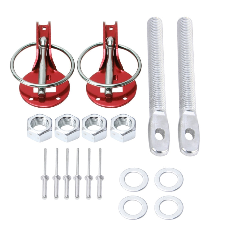 A Pair Universal Automobile Engine Cover Lock Carbon Fiber Hood Lock Car Modification Cover Lock Pull-type Engine Cover Lock Mount Bonnet Hood Pins Lock for Car Modification(Red)