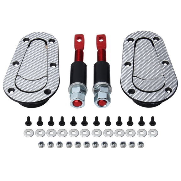A Pair Car Carbon Fiber Cover Lock Modified Hood Lock General Racing Car Cover Lock(Carbon Grey)