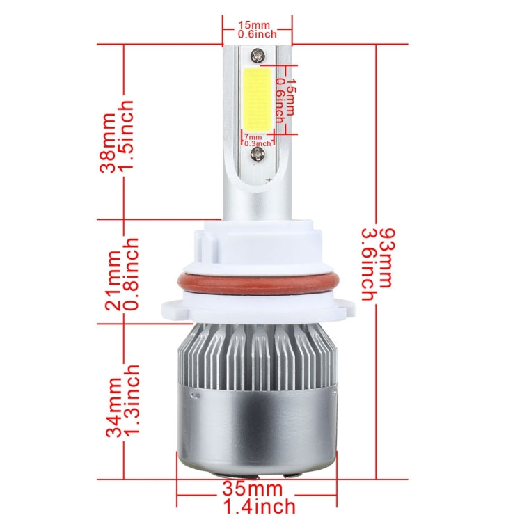 2 PCS 9007 18W 1800 LM 6000K IP68 Casnbus Constant Current Car LED Headlight with 2 COB Lamps, DC 9-36V(White Light)