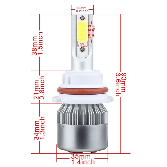 2 PCS 9007 18W 1800 LM 6000K IP68 Casnbus Constant Current Car LED Headlight with 2 COB Lamps, DC 9-36V(White Light)