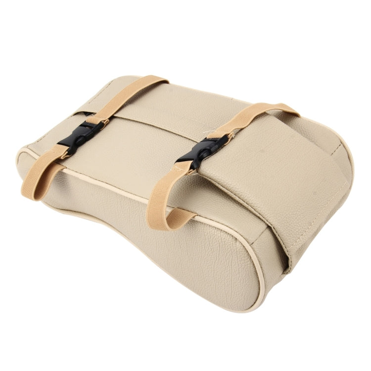 Universal Car PU Leather and Memory Foam Wrapped  Armrest Box Breathable Car Armrest Box Mat with Phone Holder Storage Bag(Khaki)