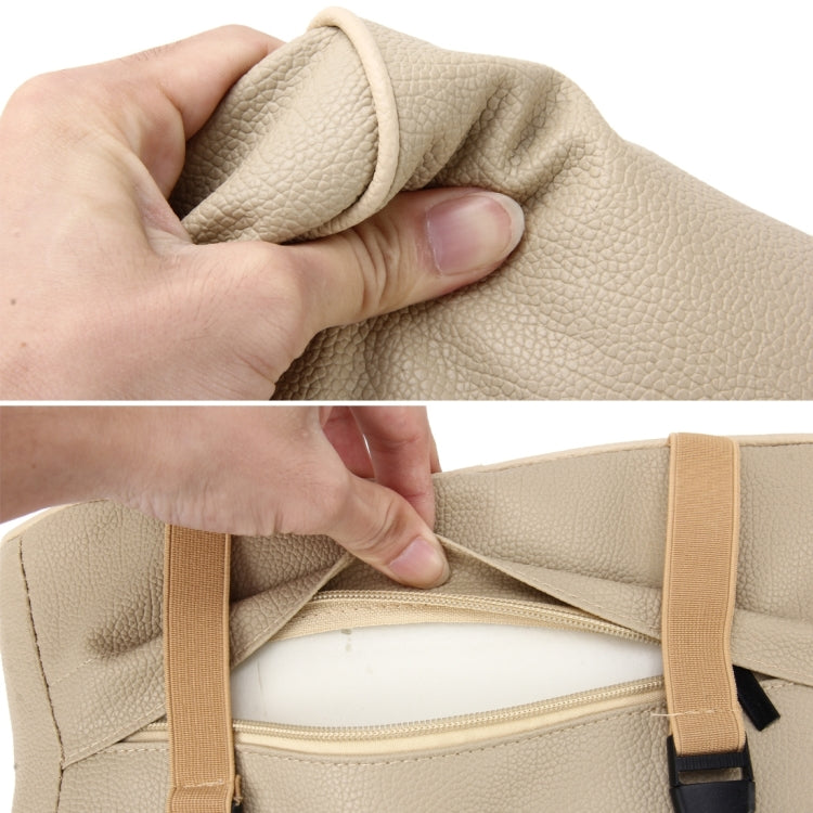 Universal Car PU Leather and Memory Foam Wrapped  Armrest Box Breathable Car Armrest Box Mat with Phone Holder Storage Bag(Khaki)