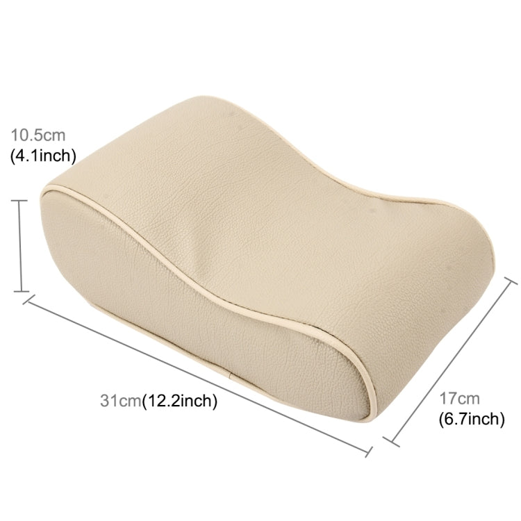 Universal Car PU Leather and Memory Foam Wrapped  Armrest Box Breathable Car Armrest Box Mat with Phone Holder Storage Bag(Khaki)