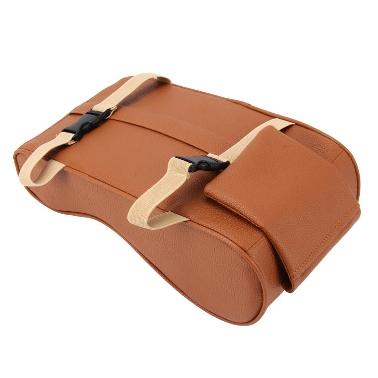Universal Car PU Leather and Memory Foam Wrapped  Armrest Box Breathable Car Armrest Box Mat with Phone Holder Storage Bag(Brown)