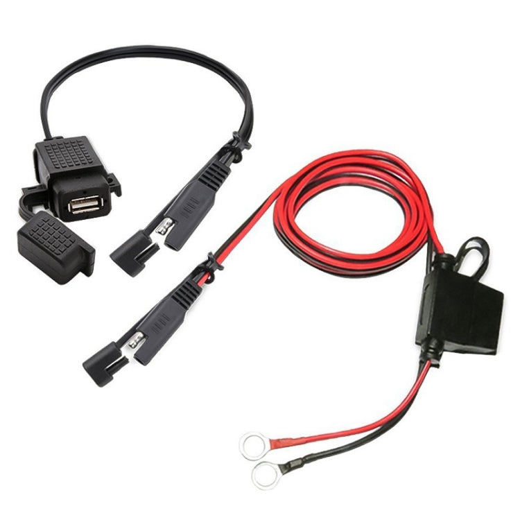 Motorcycle 5V 2.1A Water-resistant USB Charger Kit SAE to USB Adapter, with Extension Harness