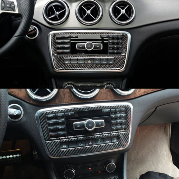 Car Carbon Fiber CD Panel Decorative Sticker for Mercedes-Benz GLA 2015-2018