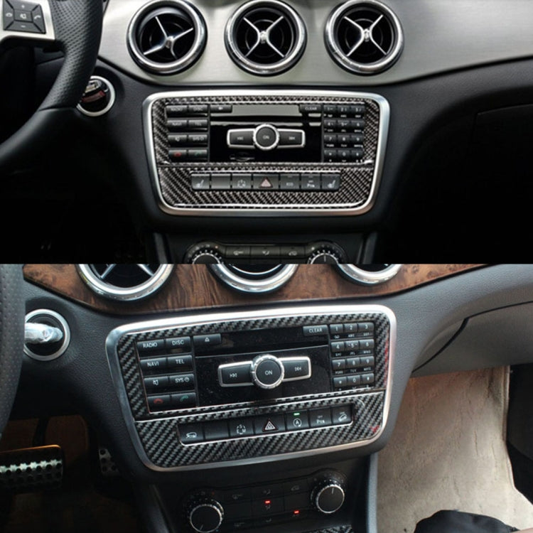 Car Carbon Fiber CD Panel Decorative Sticker for Mercedes-Benz GLA 2015-2018