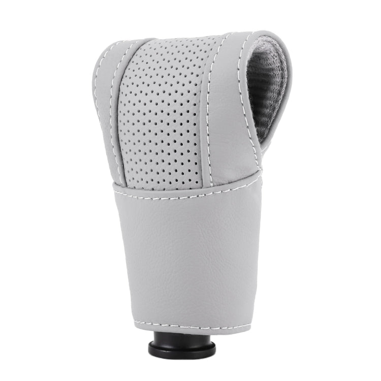 Universal Nonslip Breathable Genuine Leather Car Gear Shift Knob Cover(Grey)