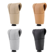 Universal Nonslip Breathable Genuine Leather Car Gear Shift Knob Cover(Grey)