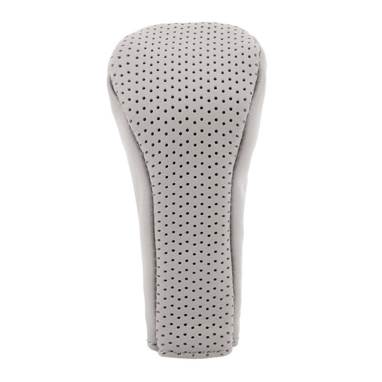 Universal Nonslip Breathable Genuine Leather Car Gear Shift Knob Cover(Grey)