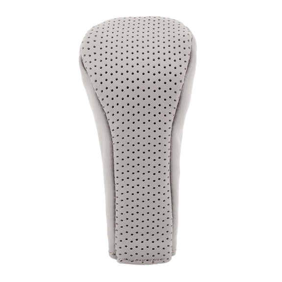 Universal Nonslip Breathable Genuine Leather Car Gear Shift Knob Cover(Grey)