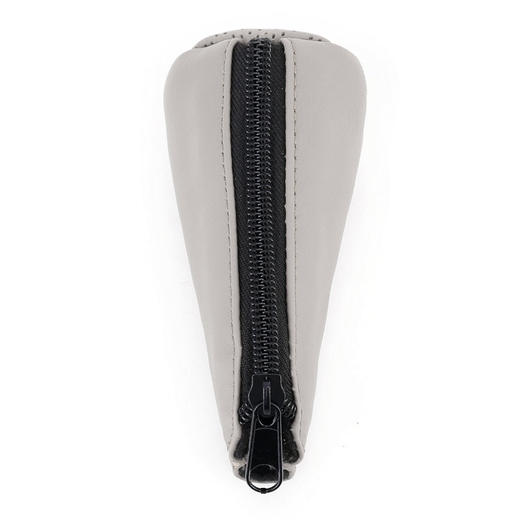 Universal Nonslip Breathable Genuine Leather Car Gear Shift Knob Cover(Grey)