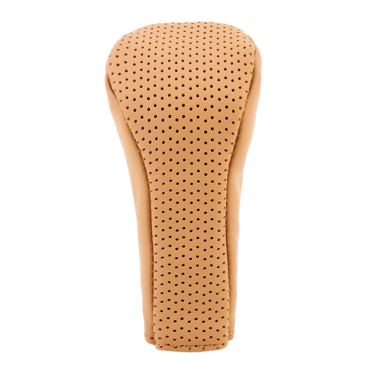Universal Nonslip Breathable Genuine Leather Car Gear Shift Knob Cover(Brown)