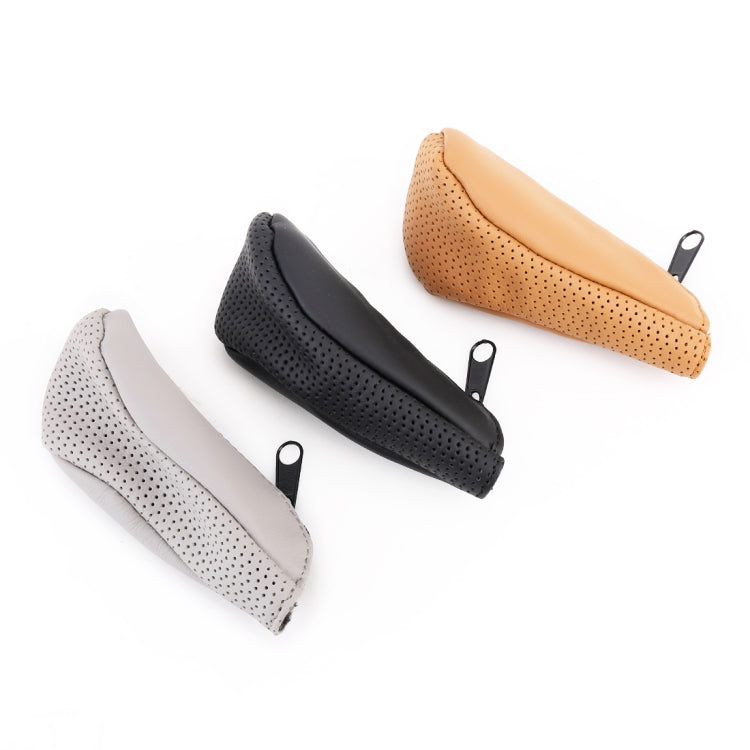 Universal Nonslip Breathable Genuine Leather Car Gear Shift Knob Cover(Brown)