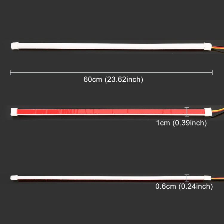 2 PCS 60cm DC12V 5W Ultra-thin Car Auto Double Colors Turn Lights / Running Lights (Turn Lights: Yellow Light; Running Lights: White Light)