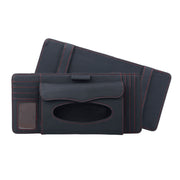 DERANFU 3 In 1 Lichee Texture Multi-function Car Hang Type Leather Towel Box with Card Slot & CD Slot(Black)
