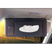 DERANFU 3 In 1 Lichee Texture Multi-function Car Hang Type Leather Towel Box with Card Slot & CD Slot(Black)