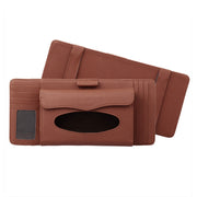 DERANFU 3 In 1 Lichee Texture Multi-function Car Hang Type Leather Towel Box with Card Slot & CD Slot(Dark Brown)